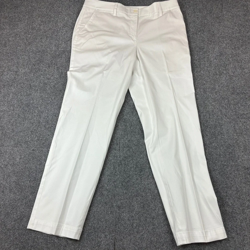 Talbots The Perfect Chino Pants Women 14 36x30 White Straight Leg Casual Trouser